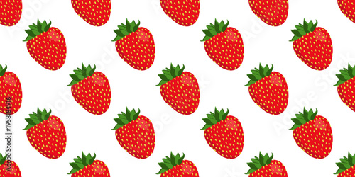 Red strawberry seamless pattern for textile, wallpaper, wrapping paper, kitchen decor and summer designs
