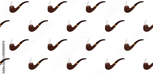 Seamless pattern with classic smoking pipes and soft smoke. Vintage tobacco repeat background for wallpaper, wrapping paper, fabric and print design