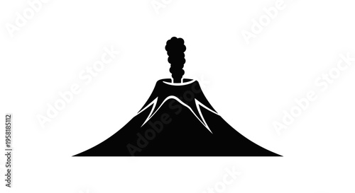 Volcano Silhouette with Smoke Emission.