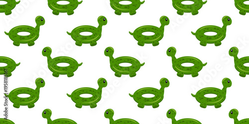 Turtle swim ring seamless pattern for summer textile, wallpaper, wrapping paper and pool party decor