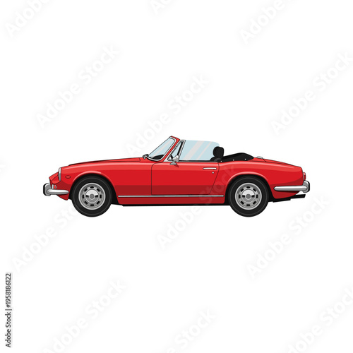 A red convertible sports car on a white background