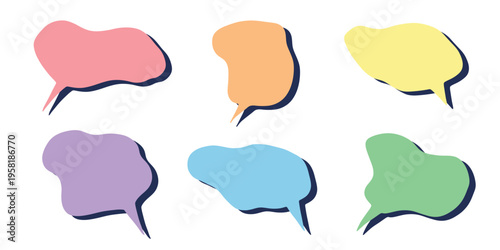 Set of hand drawn speech bubble Blank empty message box Textbox frame for banners, price tags, stickers, design