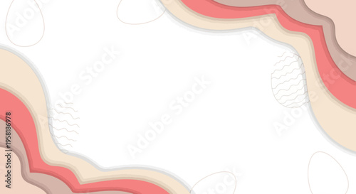 Easter Sunday social media template with a pastel background, featuring colorful eggs and bunnies in a cute cartoon illustration