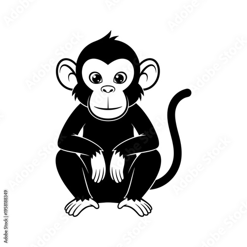 A cute cartoon monkey sitting on the ground