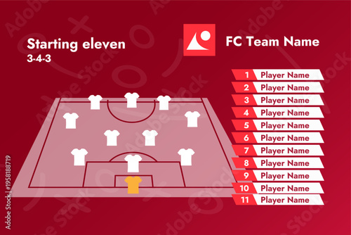 Football Soccer Starting Eleven Lineup Tactical Formation Infographic Template