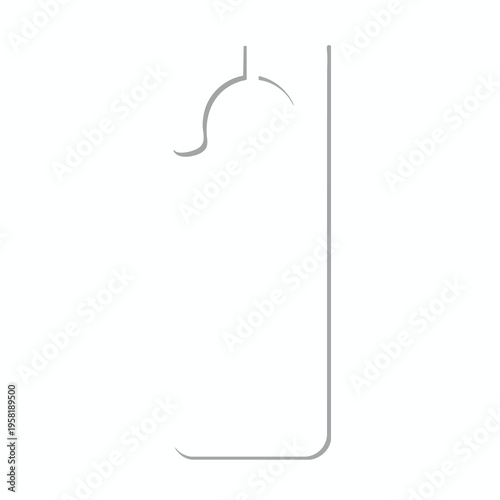 A minimalist, abstract line drawing of a door hanger shaped like a curved hook