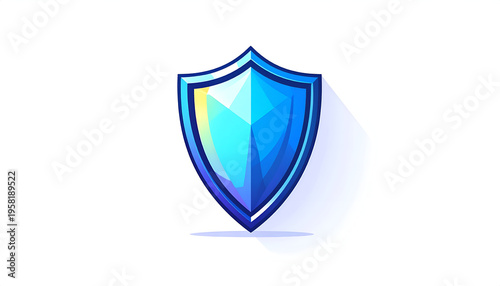 Free Download Stylized blue shield emblem illustration with geometric facets and modern design - GFXLoad