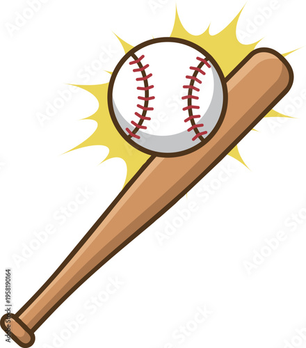 野球ボールを打つバットのアイコン