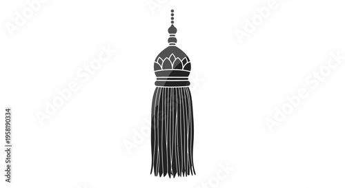 Black tassel with metal top decoration.