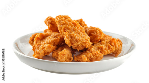 Crispy Delight A mouthwatering plate of golden-brown fried chicken tenders, perfectly prepared and ready to satisfy your cravings.