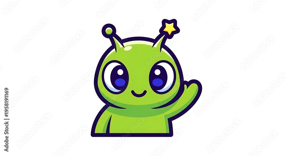 Obraz premium Funny cartoon frog android bug character illustration