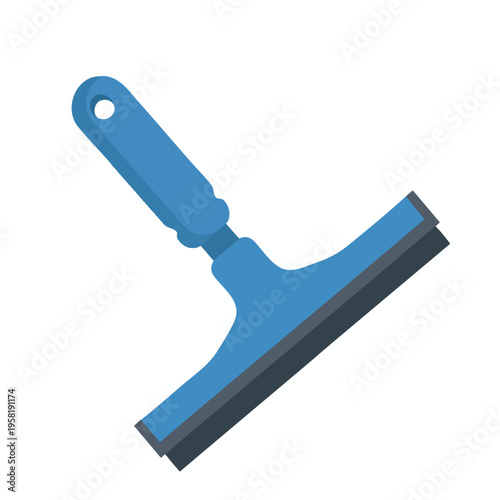 Blue squeegee with a wide rubber blade for cleaning windows and smooth surfaces