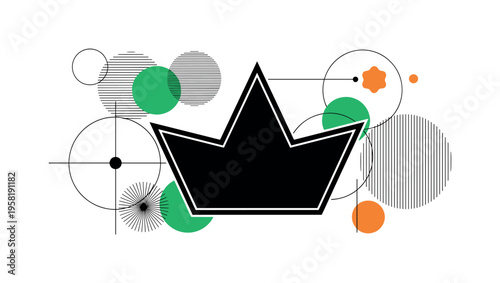 top view tree canopy circle abstract circles lines and geometric shapes representing forest crown structure black and white retro tree crown object with white