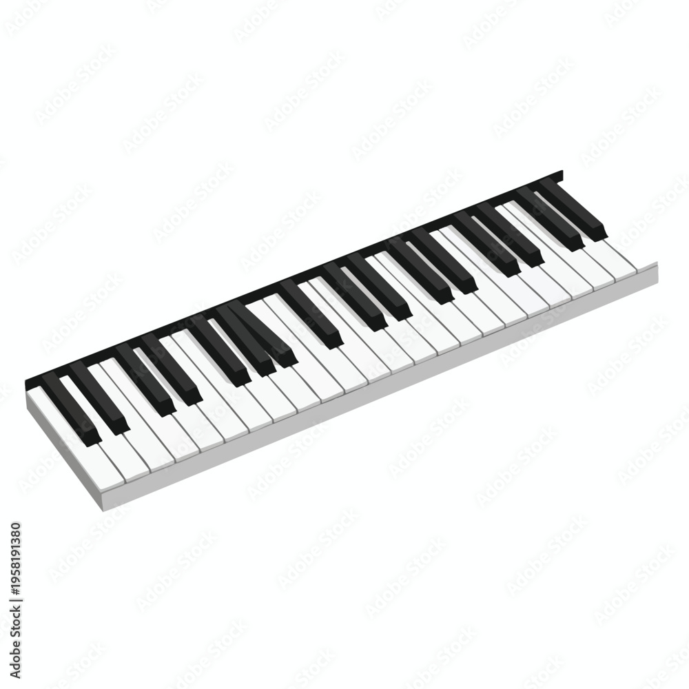 Fototapeta premium A digital piano keyboard with black and white keys on a white background