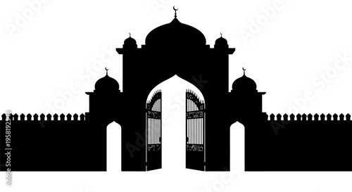 Black silhouette of an archway gate.