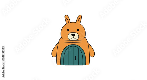 Cute Cartoon Brown Bunny Rabbit Character.