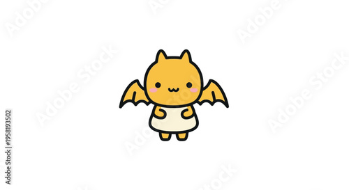 Cute Cartoon Bat Character Design.