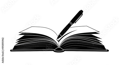 Open Book with Pen on Top.