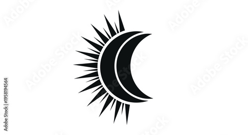 Black and white crescent moon symbol.
