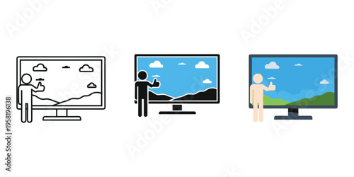 remote team collaboration on digital screens vector illustration