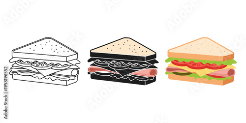 sandwiches in different styles vector illustration