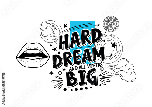 breath vapor in cold air abstract circles lines and geometric shapes representing chilly atmosphere black and white retro human mouth silhouette with white