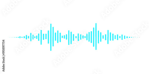 A digital blue audio equalizer design featuring music notes and a sound wave vector illustration to represent technology frequency data in a modern waveform spectrum