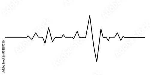 A green medical electrocardiogram line forms a heart shape on a digital monitor graph to illustrate a healthy pulse rate and cardiology life wave in this healthcare vector