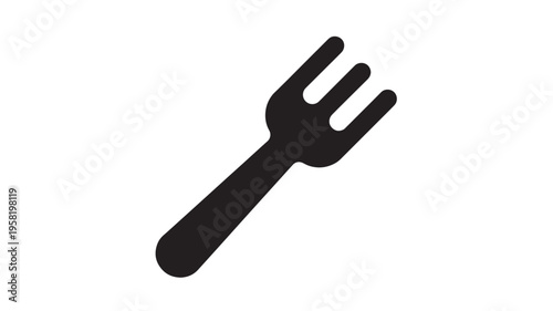 Fork icon with three tines, depicted as a simple black silhouette on a white background for easy use in design.