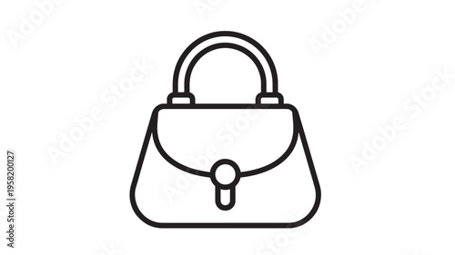 Handbag icon with a single handle and a clasp, presented in a simple black outline style on a white background.