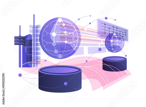 Photon Qubit Teleportation Links abstract concept vector illustration.