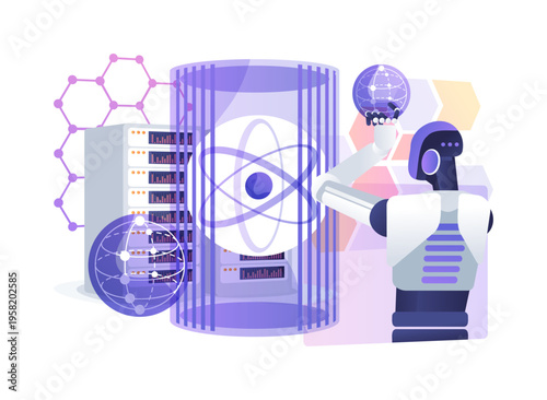 Cryogenic Quantum Routers abstract concept vector illustration.