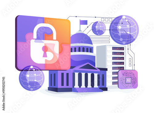 Secure Government Quantum Channels abstract concept vector illustration.
