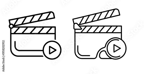 Film clapper boards with play buttons