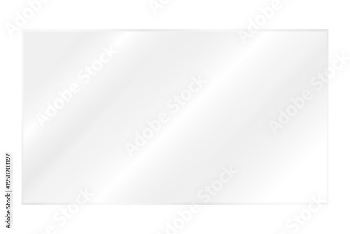 vector illustration: realistic glossy glass panel or plastic sheet or rectangular glass plate frame web button element isolated on white or transparent png