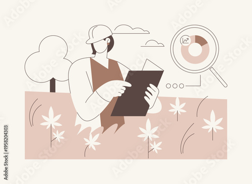 Examining cannabis plant isolated cartoon vector illustrations.
