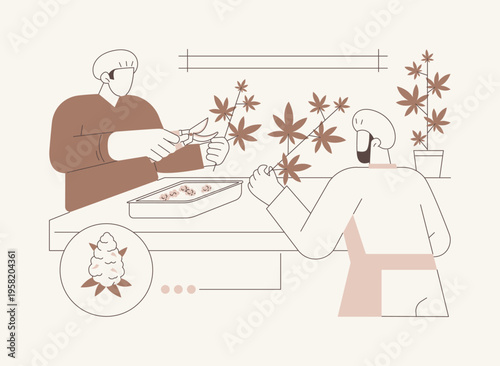 Trimming cannabis isolated cartoon vector illustrations.