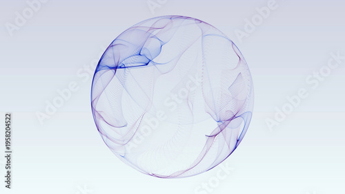 Tableau sur toile Abstract soft glowing sphere with light gradient lines and smooth transparent fl
