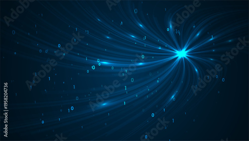 Particles dynamic line flow. Big data code representation. Data connection speed line. Futuristic network representation. Graphic concept for your design
