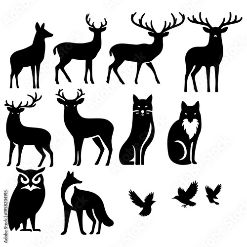 set of deer silhouettes