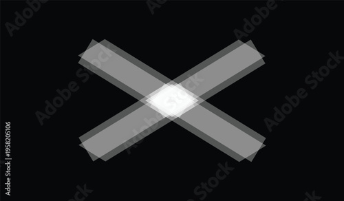A large gray x symbol with a white center on a black background
