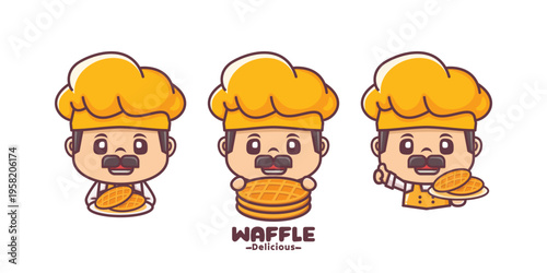 male chef cartoon with waffle