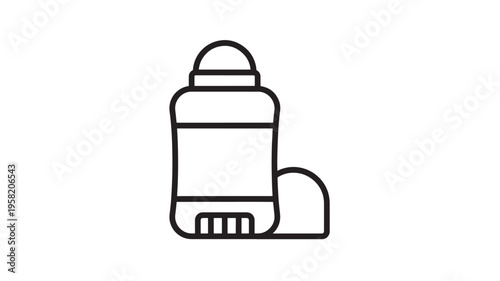 Deodorant stick icon with a rounded cap and ribbed base for personal hygiene and freshness, vector line art.