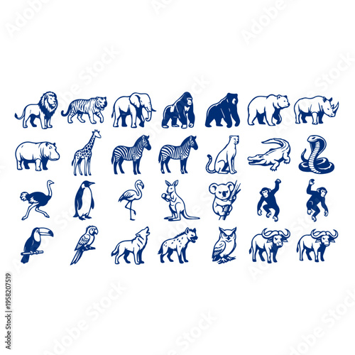 Zoo Animals Vector Icon Sheet