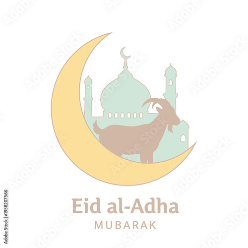 Eid alAdha Mubarak Goat Illustration.