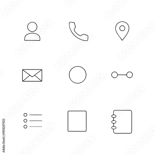 contacts minimalist line icon set
Vector minimalist line icons on a white background