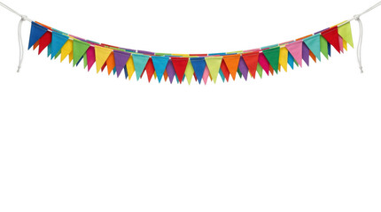 Colorful flag garland hangs above, AI, PNG