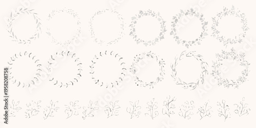 Collection of delicate floral wreaths and botanical branch arrangements