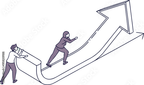 Isometric Business Growth and Finance Strategy Illustration