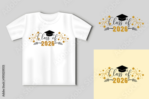 Class of 2026 graduation t shirt design with cap